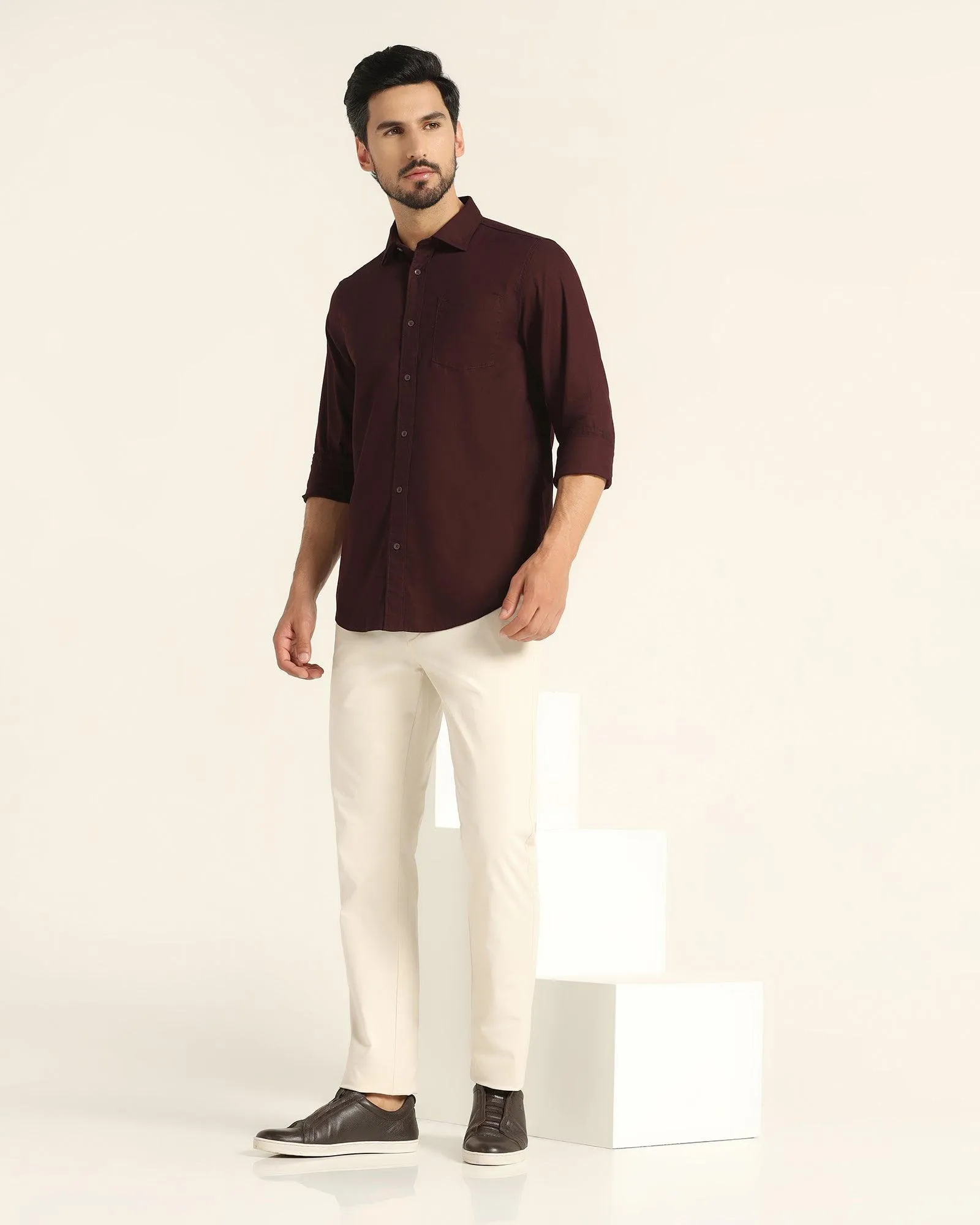 Casual Wine Solid Shirt - Lure