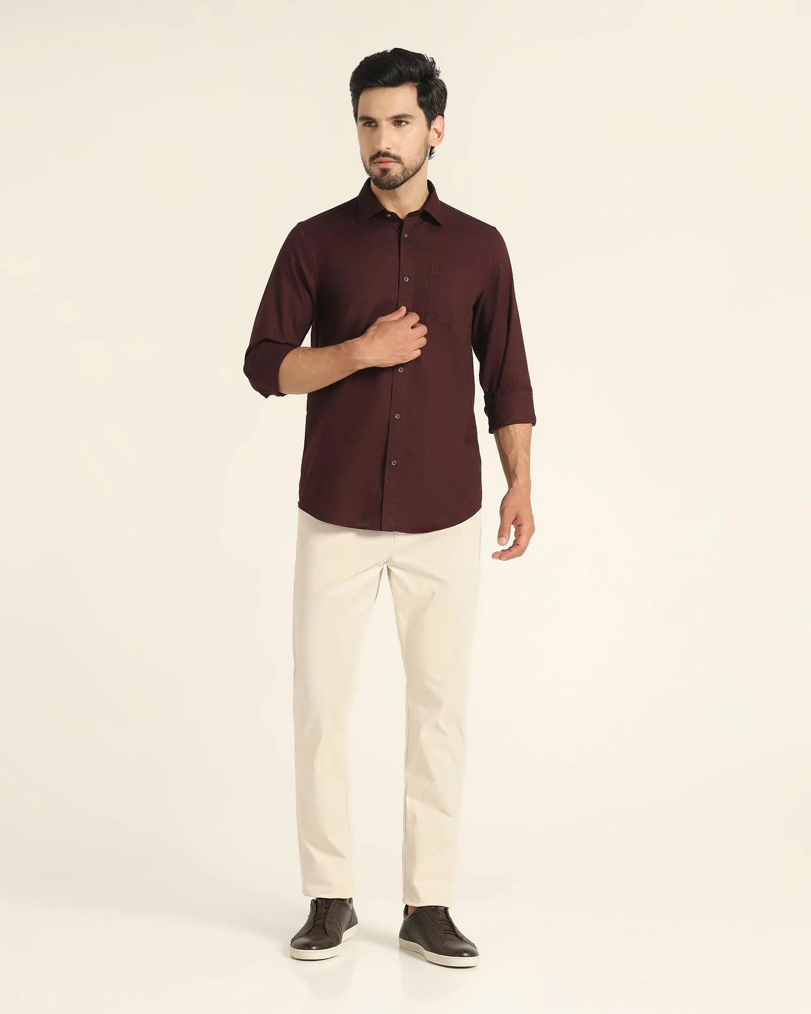 Casual Wine Solid Shirt - Lure