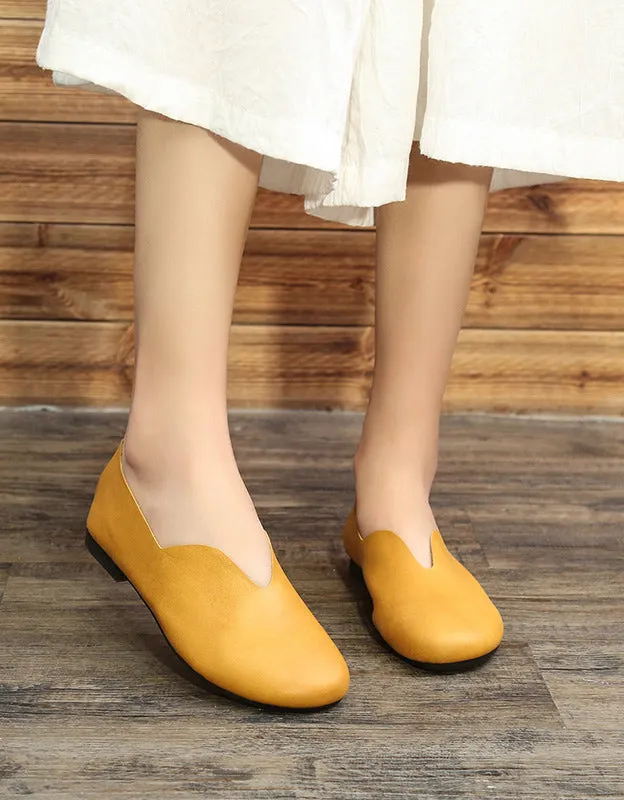 Comfortable Soft Leather Retro Flat Shoes 35-43