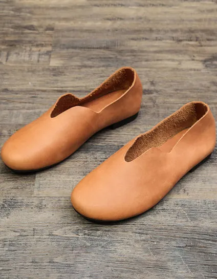 Comfortable Soft Leather Retro Flat Shoes 35-43