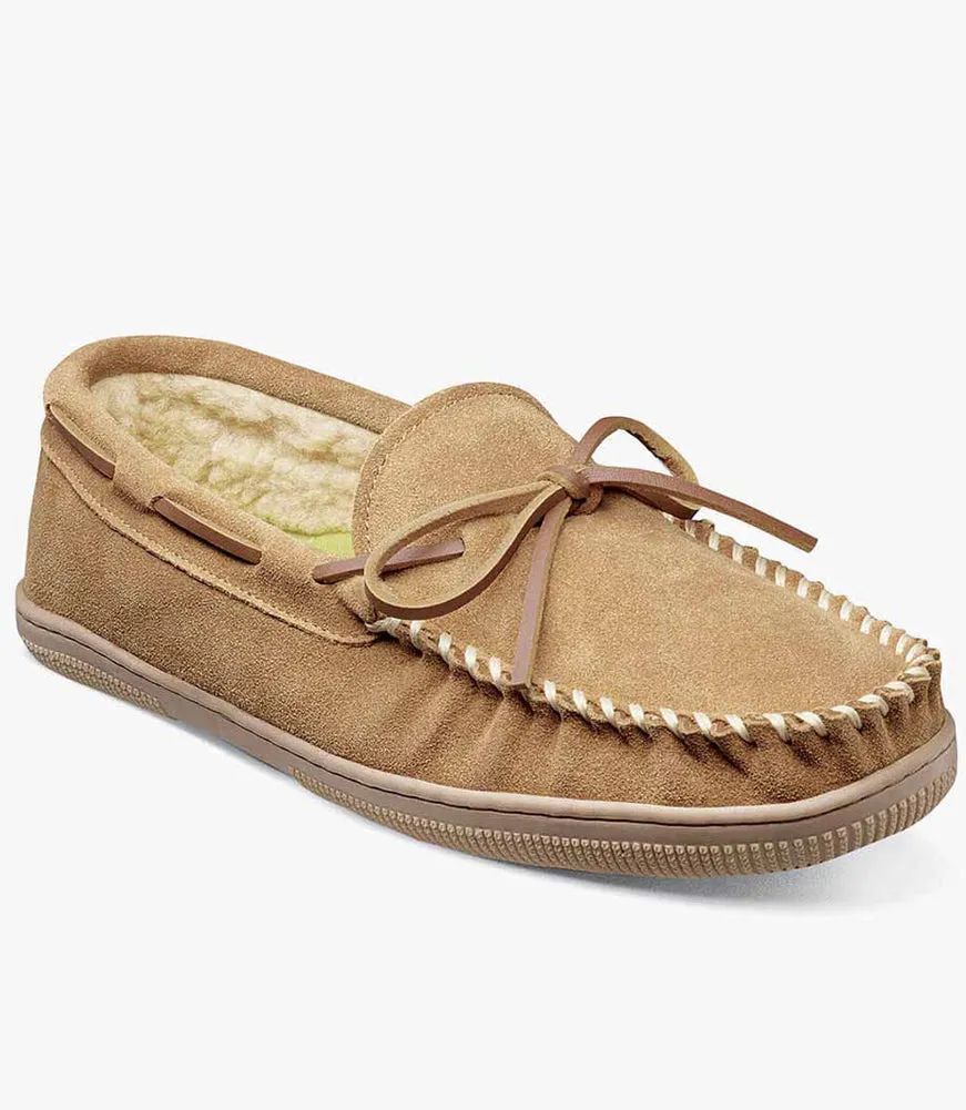 Cozy Moc Toe Tie Slipper in Sand by Florsheim