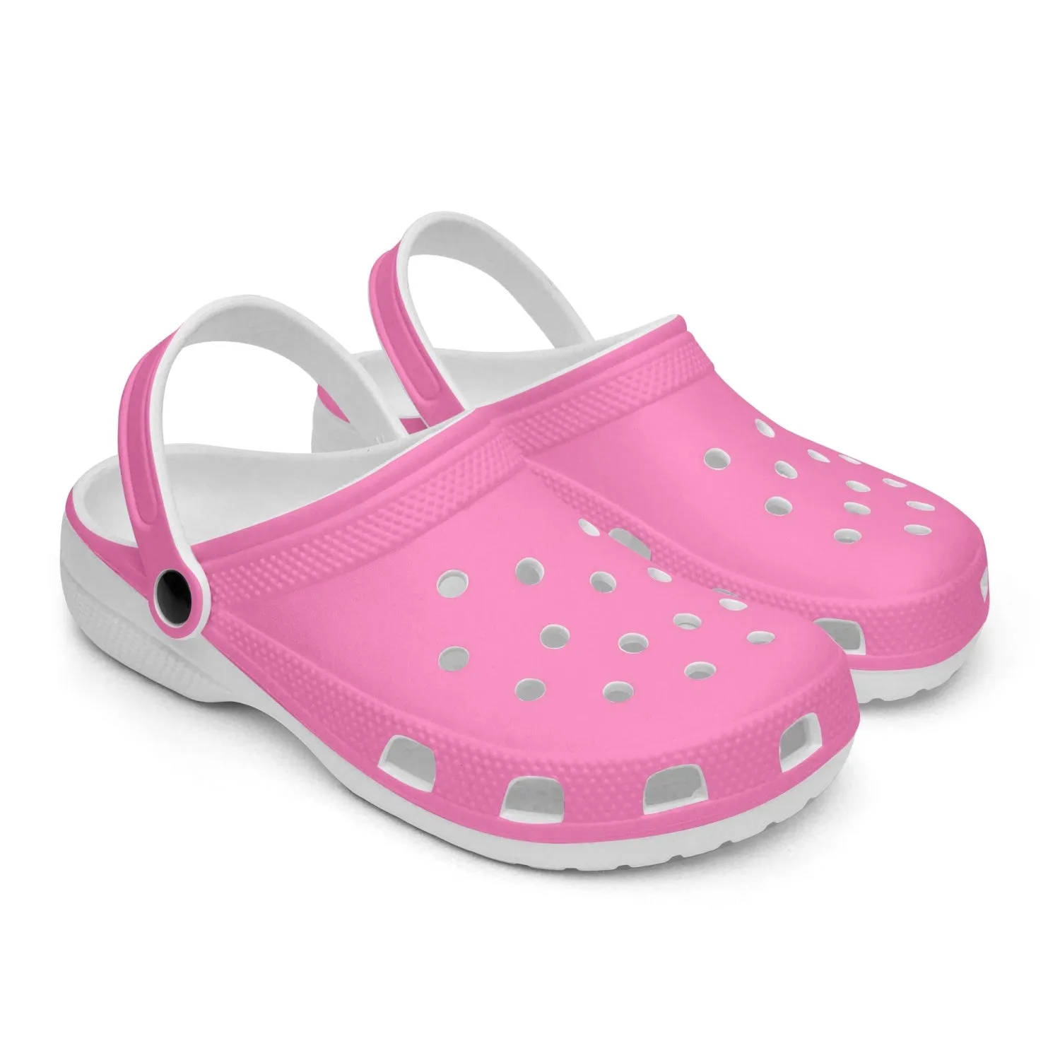 Cute Pink Color Unisex Clogs, Best Solid Pastel Pink Color Unisex Classic Lightweight Best Sandals For Men or Women