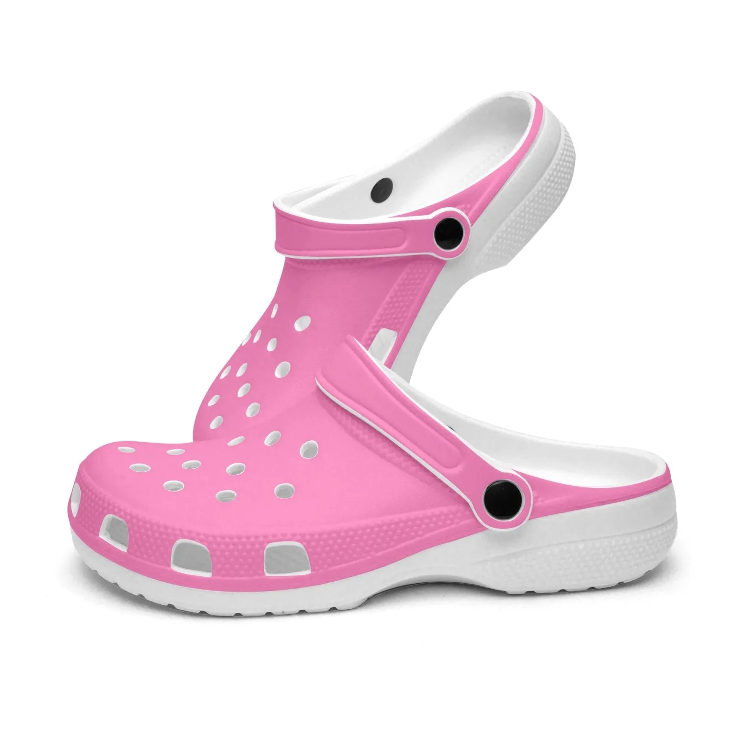 Cute Pink Color Unisex Clogs, Best Solid Pastel Pink Color Unisex Classic Lightweight Best Sandals For Men or Women