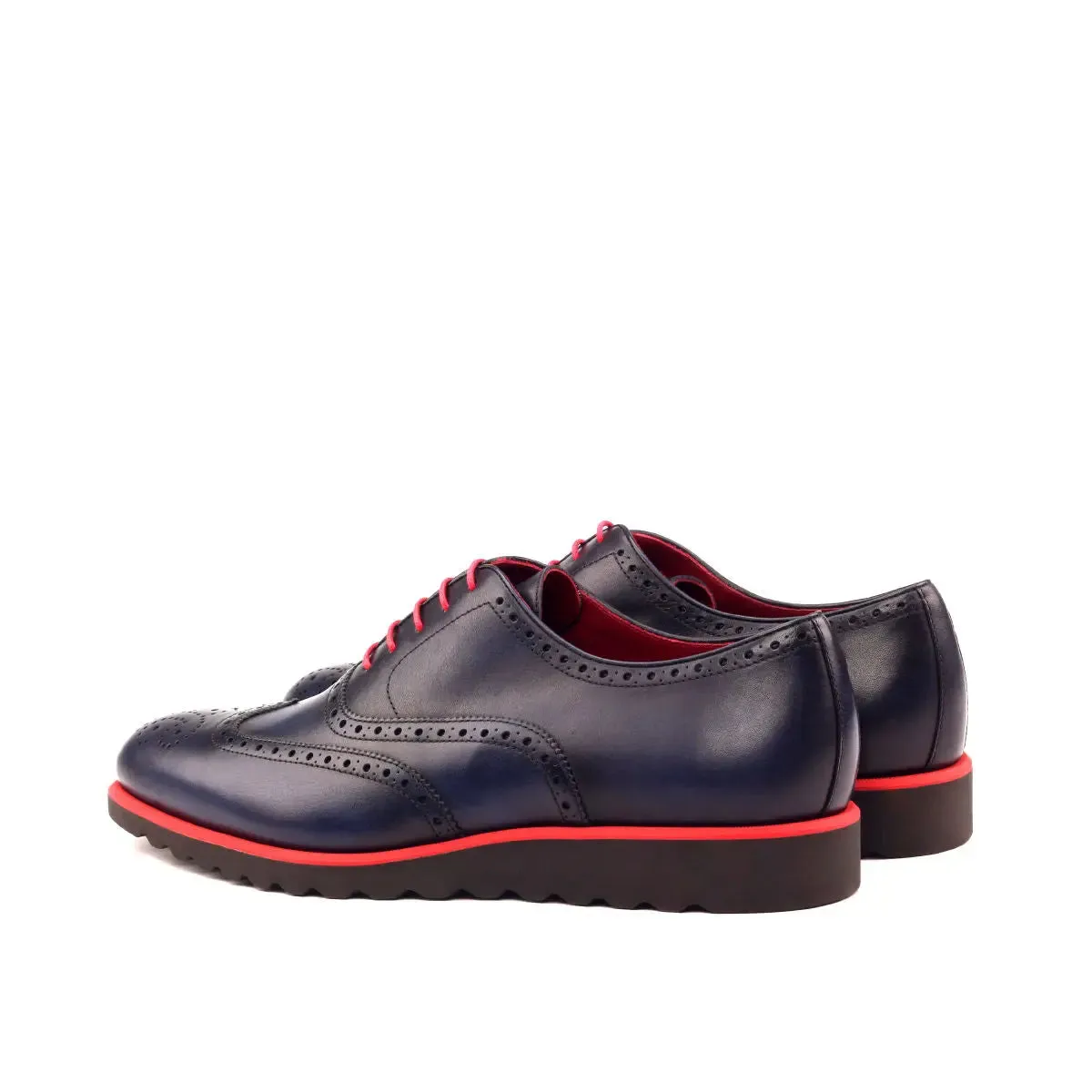 DapperFam Aeron in Navy Men's Italian Leather Full Brogue