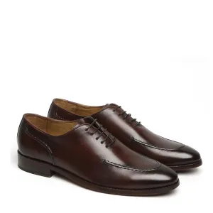 Dark Brown Sleek Look Oxford Lace-Up Shoe