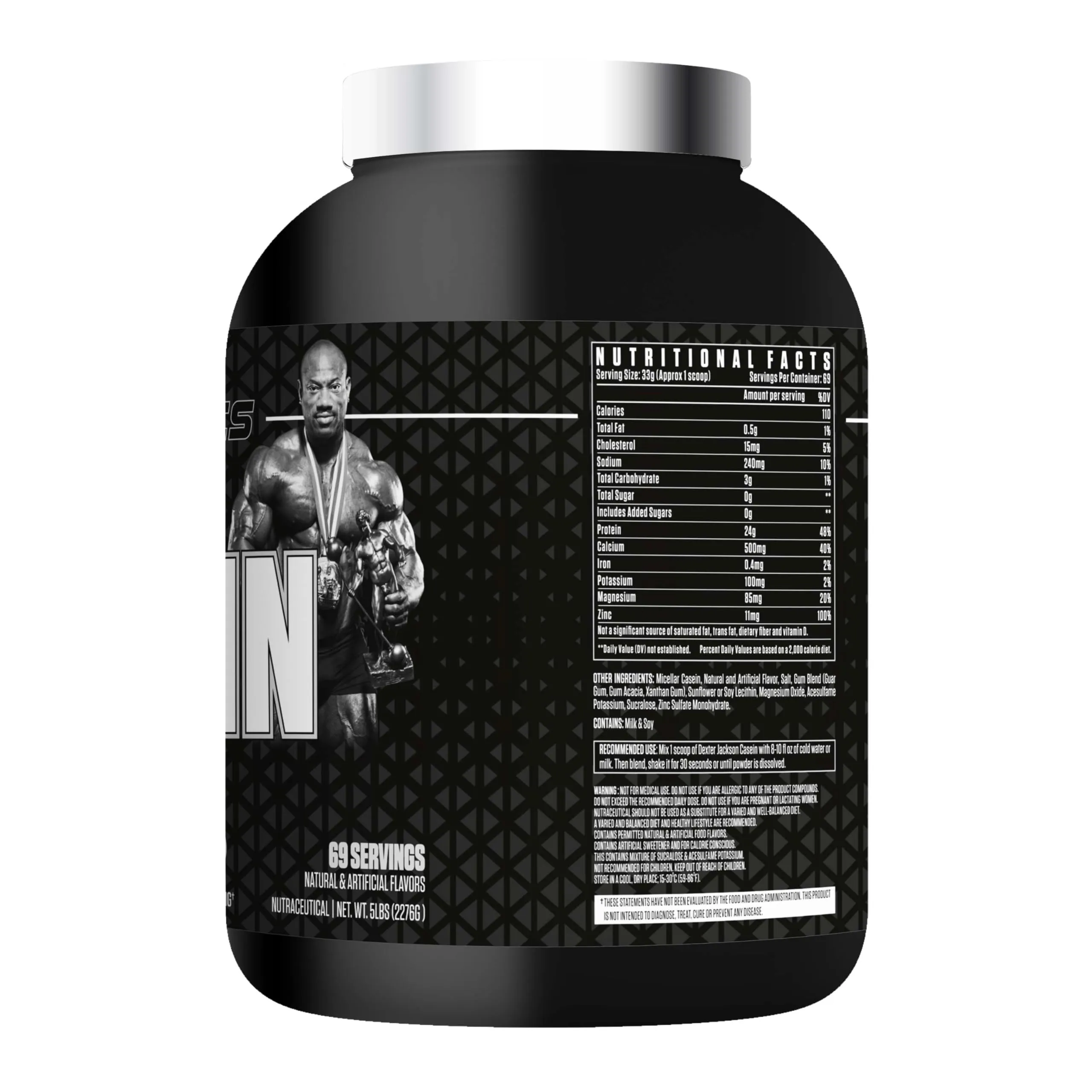 Dexter Jackson Black Series Casein Protein | Night-time & Between Meals Muscle Recovery | Vanilla Ice Cream | 5 lbs (2272g) | 69 Servings | Slow-Release Protein Blend for Optimal Repair