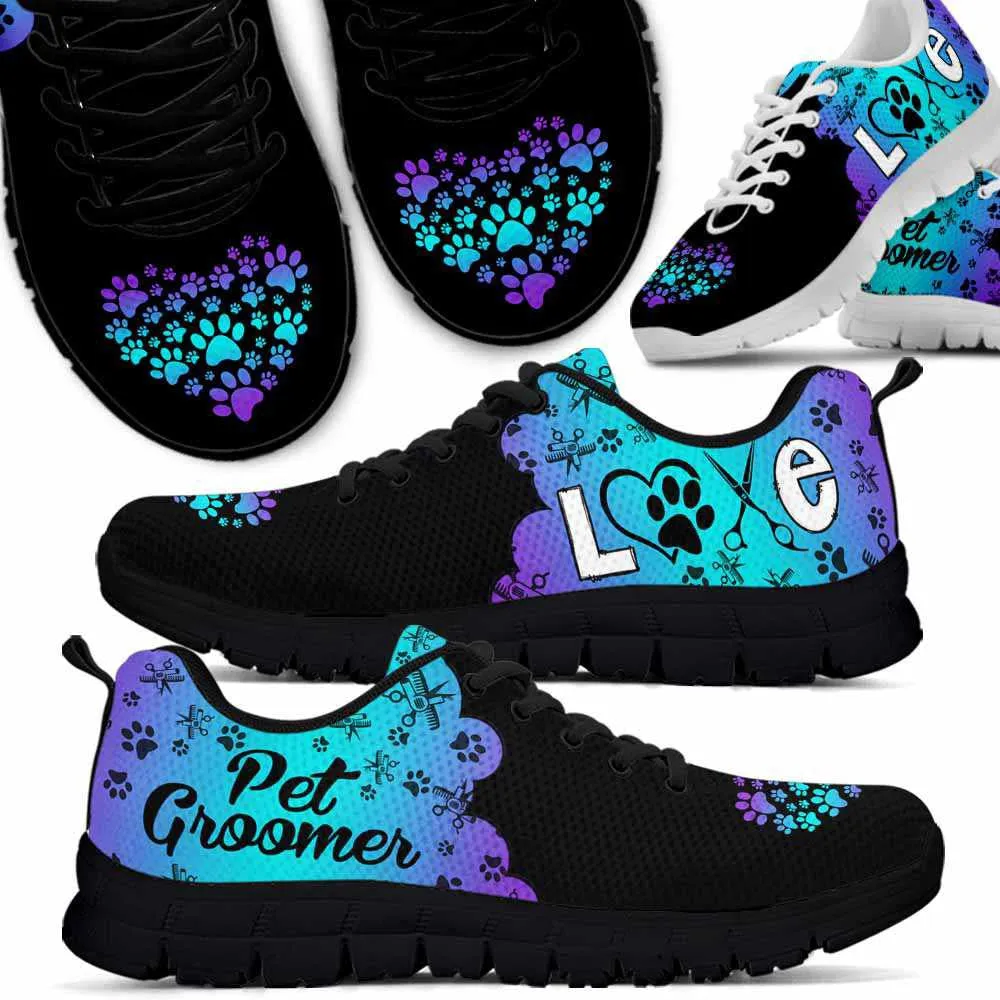 Dog Groomer Sneaker, Dog Groomer Teal Heart Cloud Sneakers Shoes, Best Running Shoes, Unique Gifts For Dog Lovers