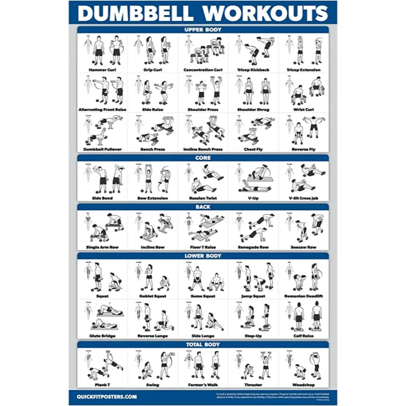 Dumbbell Workout Exercise Poster - Weight Body Building Guide