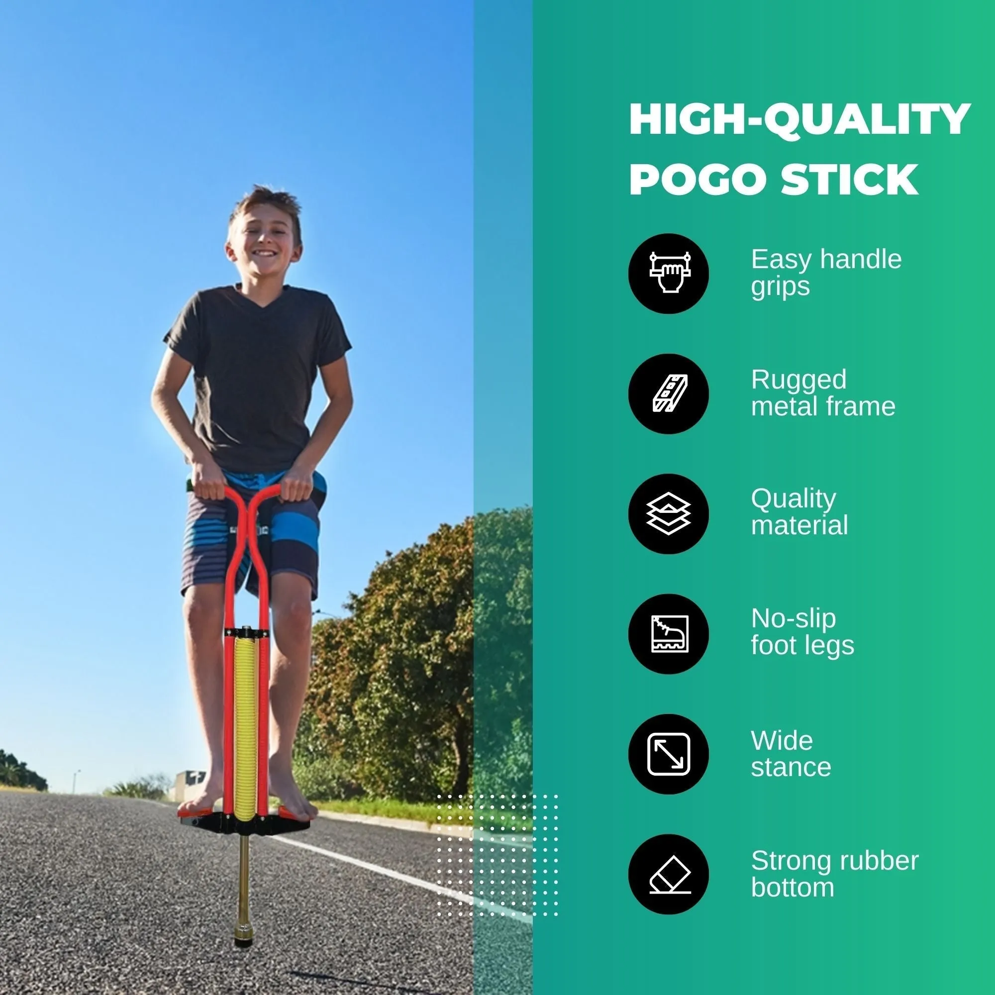 Durable Red Pogo Stick for Kids - Anti-Slip, Steel Spring, Foam Grip