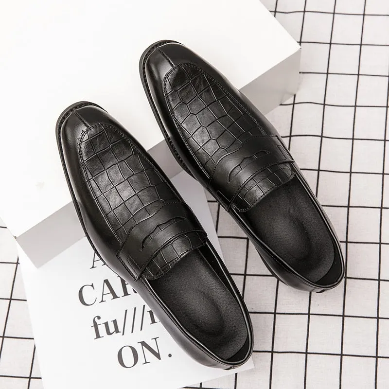 Elegant Crocodile Print Design Men Shoes