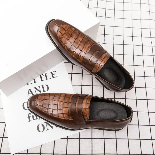 Elegant Crocodile Print Design Men Shoes