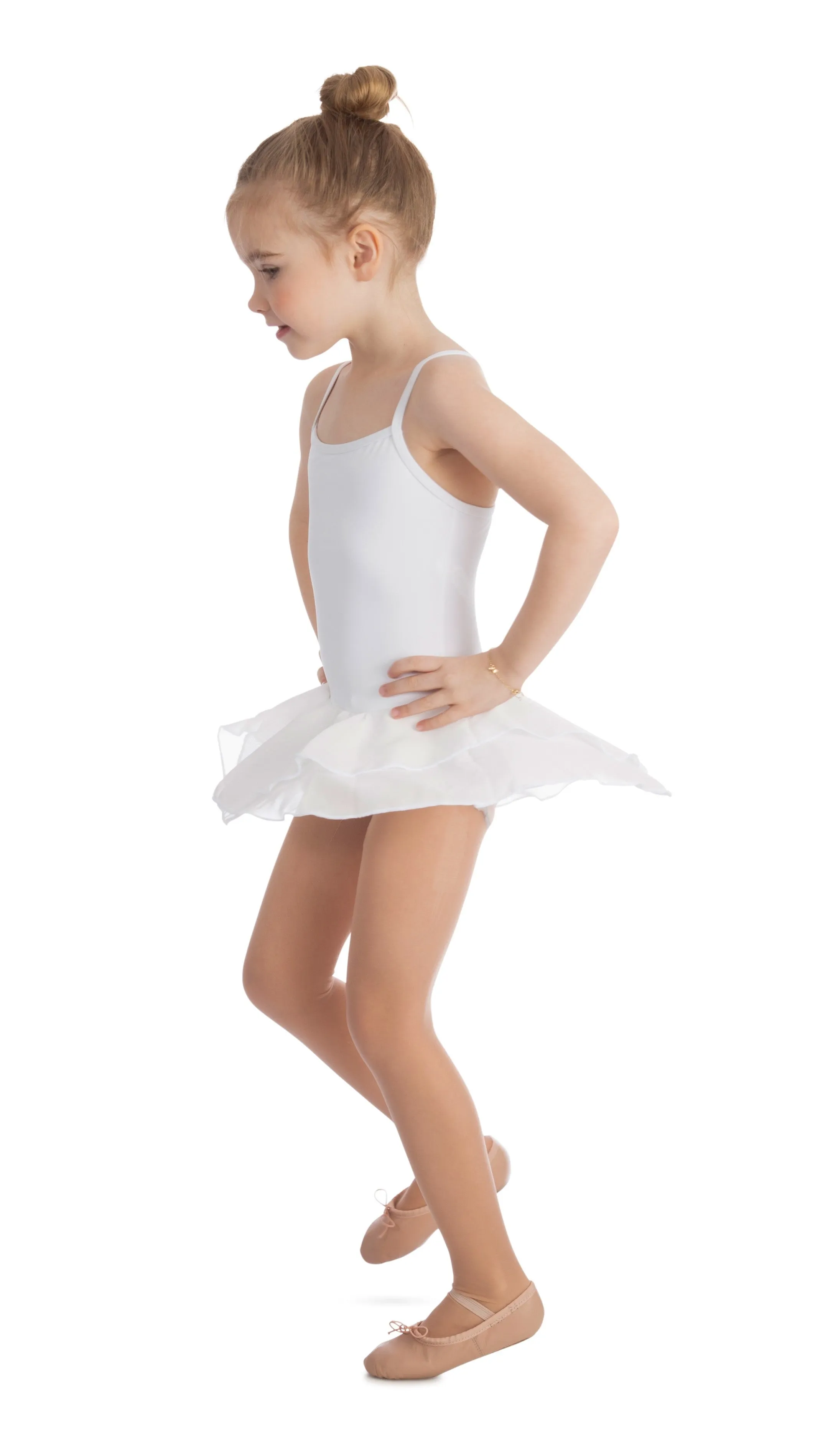 Elowel Kids Girls Basic Skirted Camisole Leotard  (Size 2-14 Years) Color White