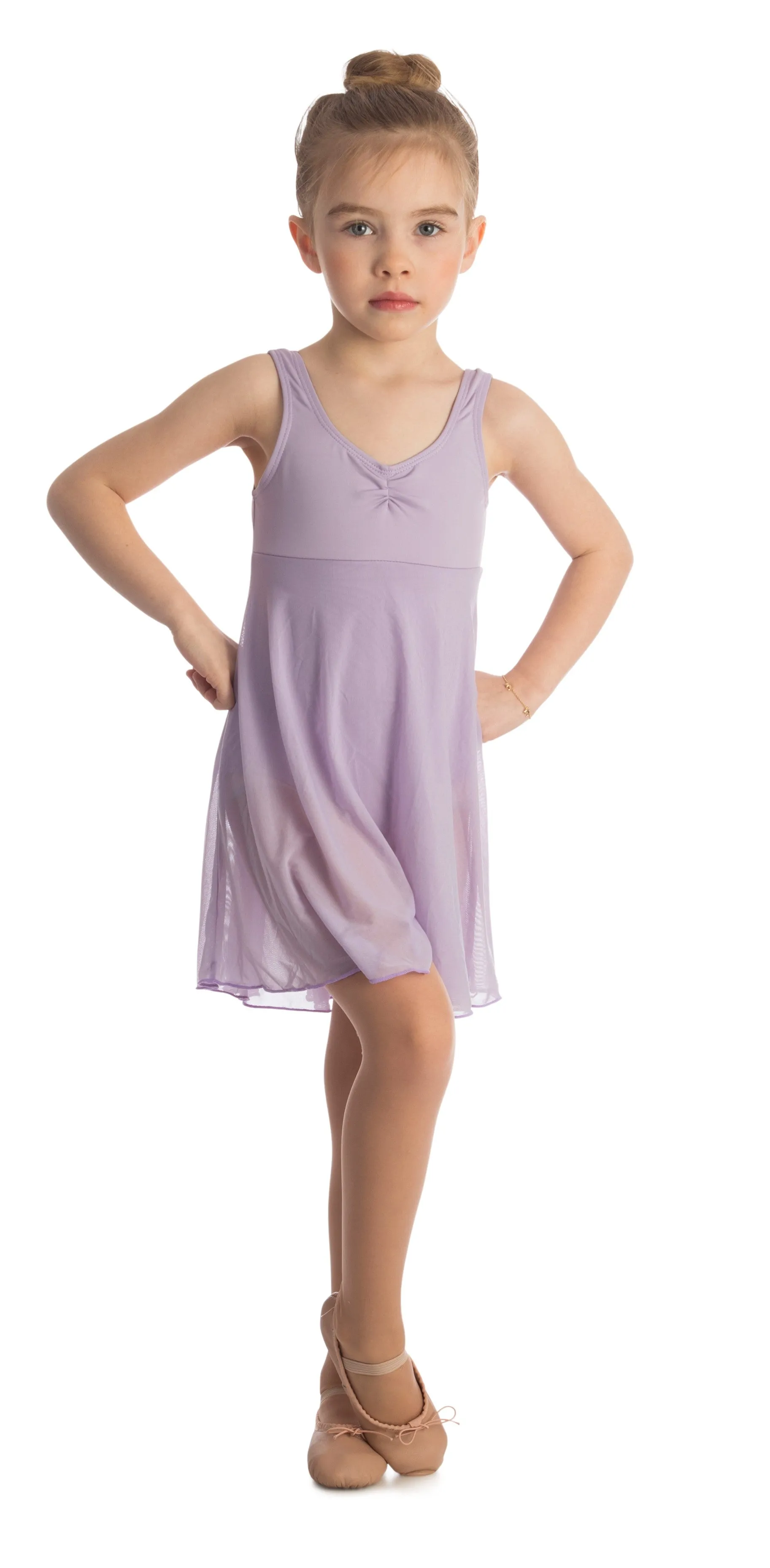 Elowel Kids Girls Empire Leotard Dress  (Size 2-14 Years) Lavender