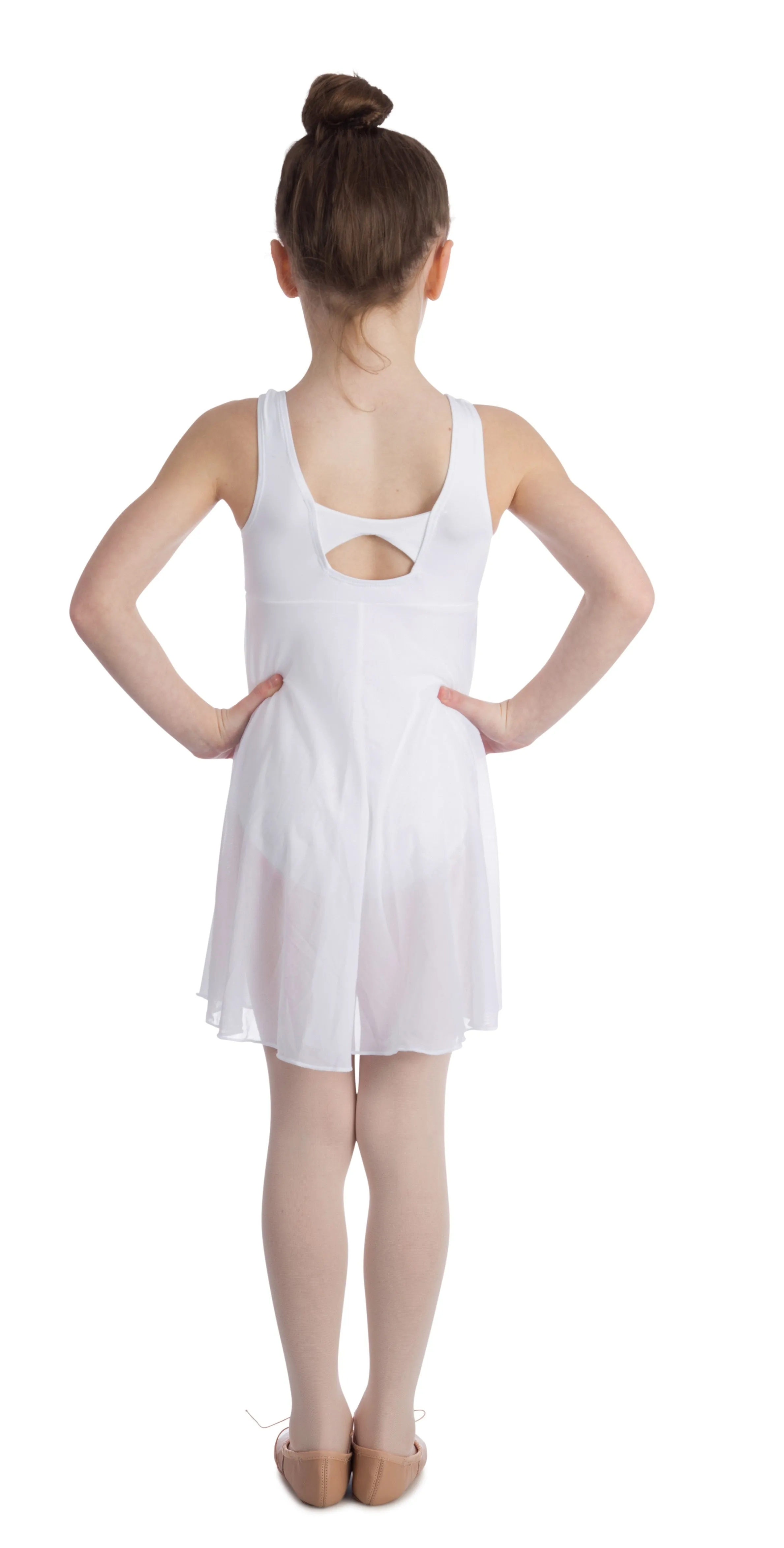 Elowel Kids Girls Empire Leotard Dress  (Size 2-14 Years) White