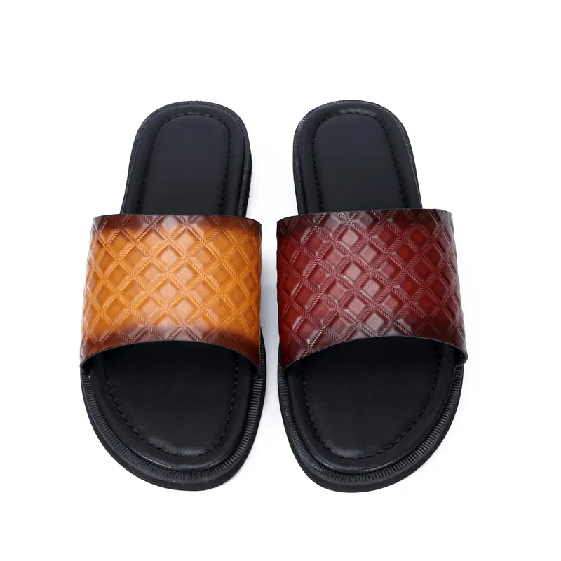 Embossed Elegance Slip-On Sandals