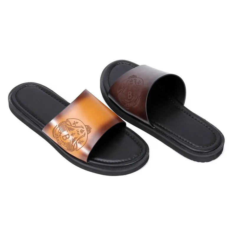 Embossed Elegance Slip-On Sandals