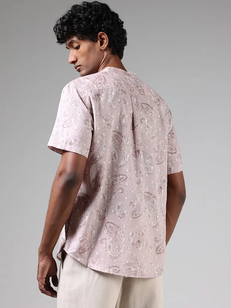 ETA Light Pink Paisley Printed Cotton Relaxed-Fit Shirt