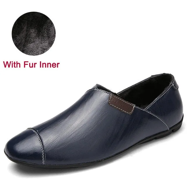 Fashion Italian Style Genuine Leather Slip On Shoes