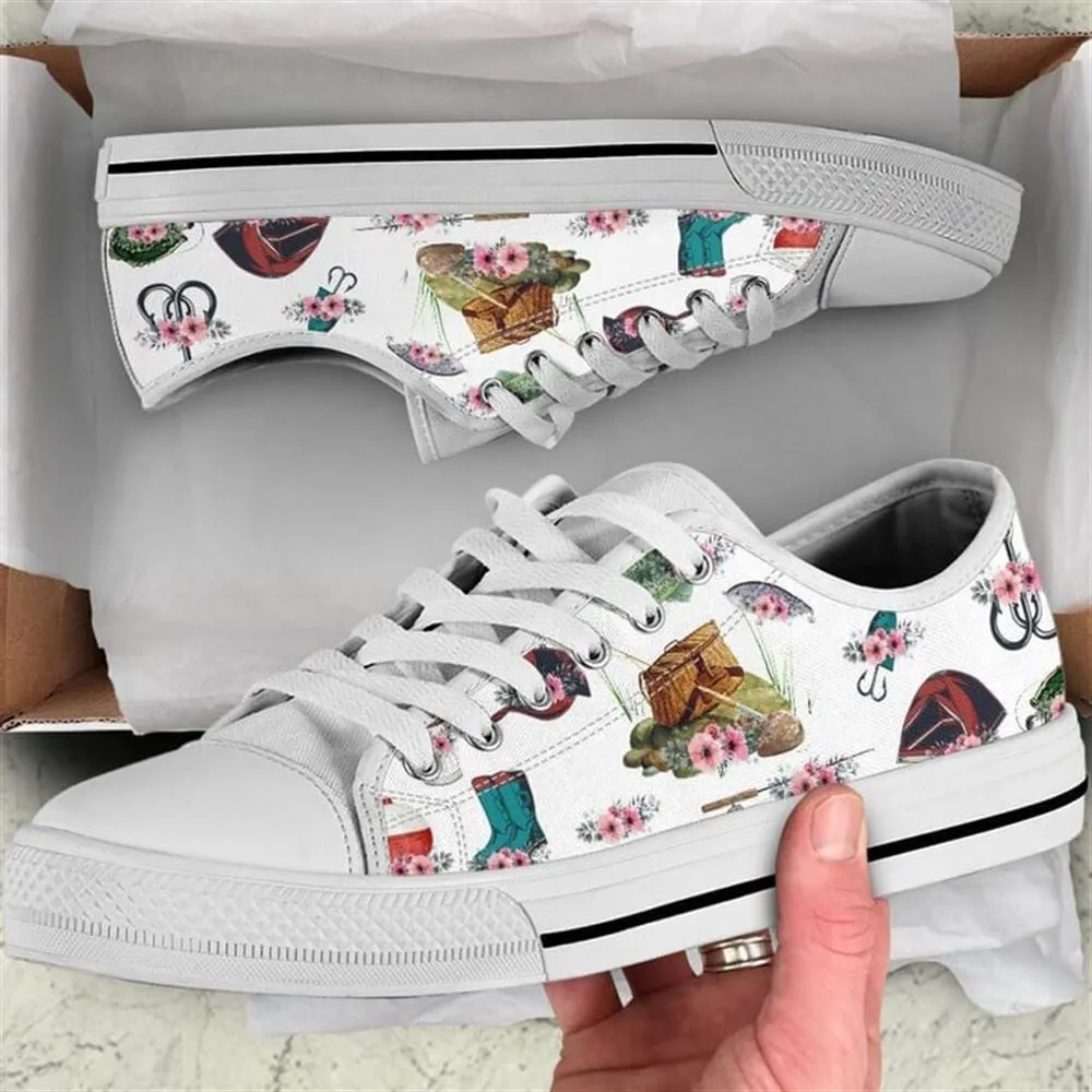 Fishing Tool Flower Watercolor Low Top Shoes, Low Top Sneaker, Low Top Canvas Shoes