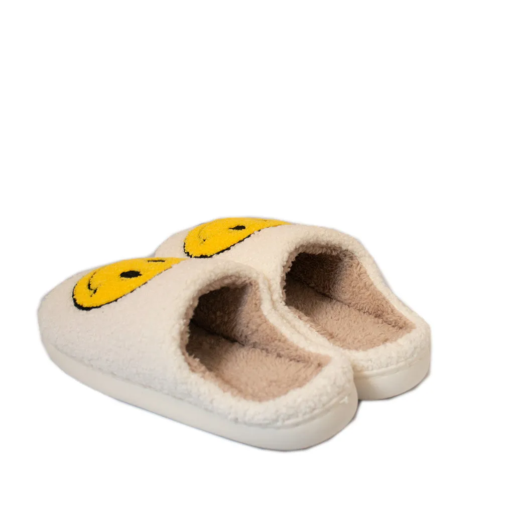 FLOOF Adult Fluffy Face Slippers in White