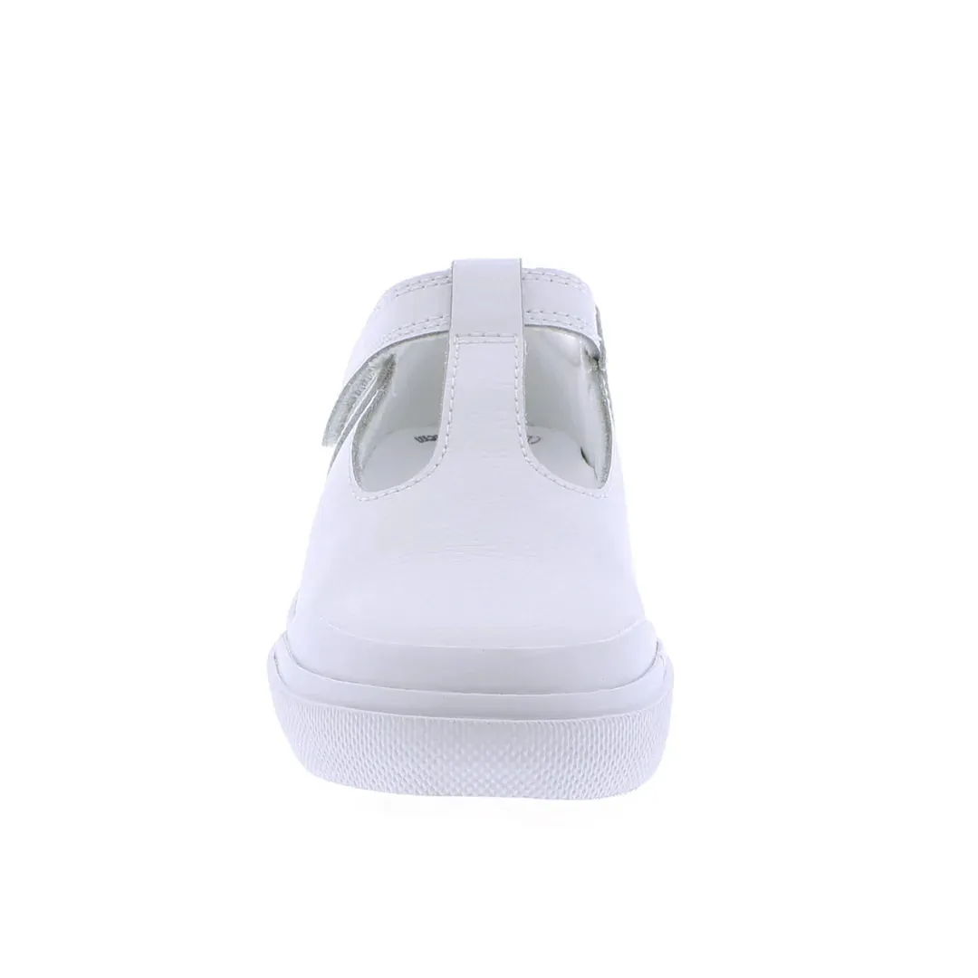 Footmates Drew - White Leather with Grey Stripe