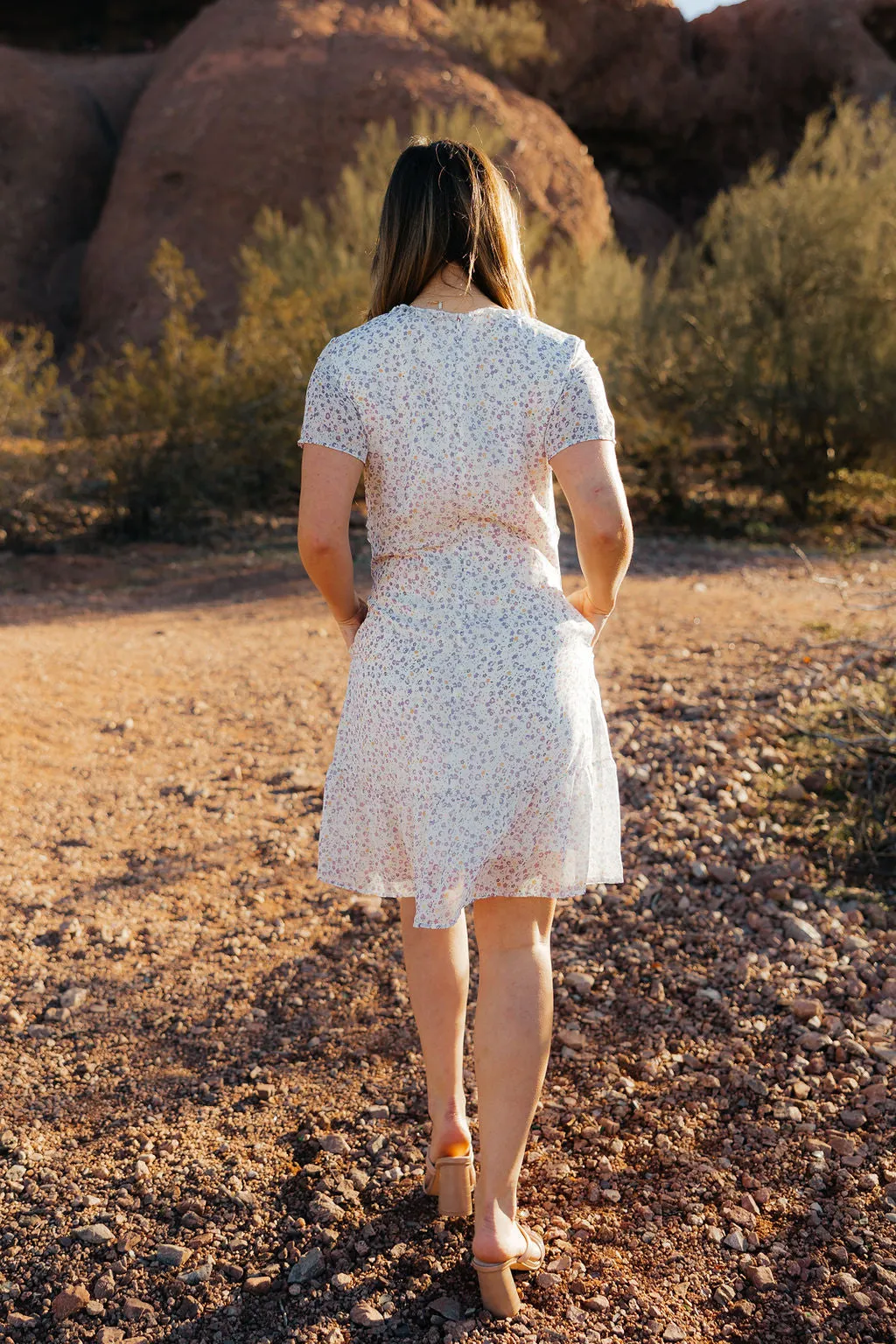 Gale Dress-White/Purple Floral