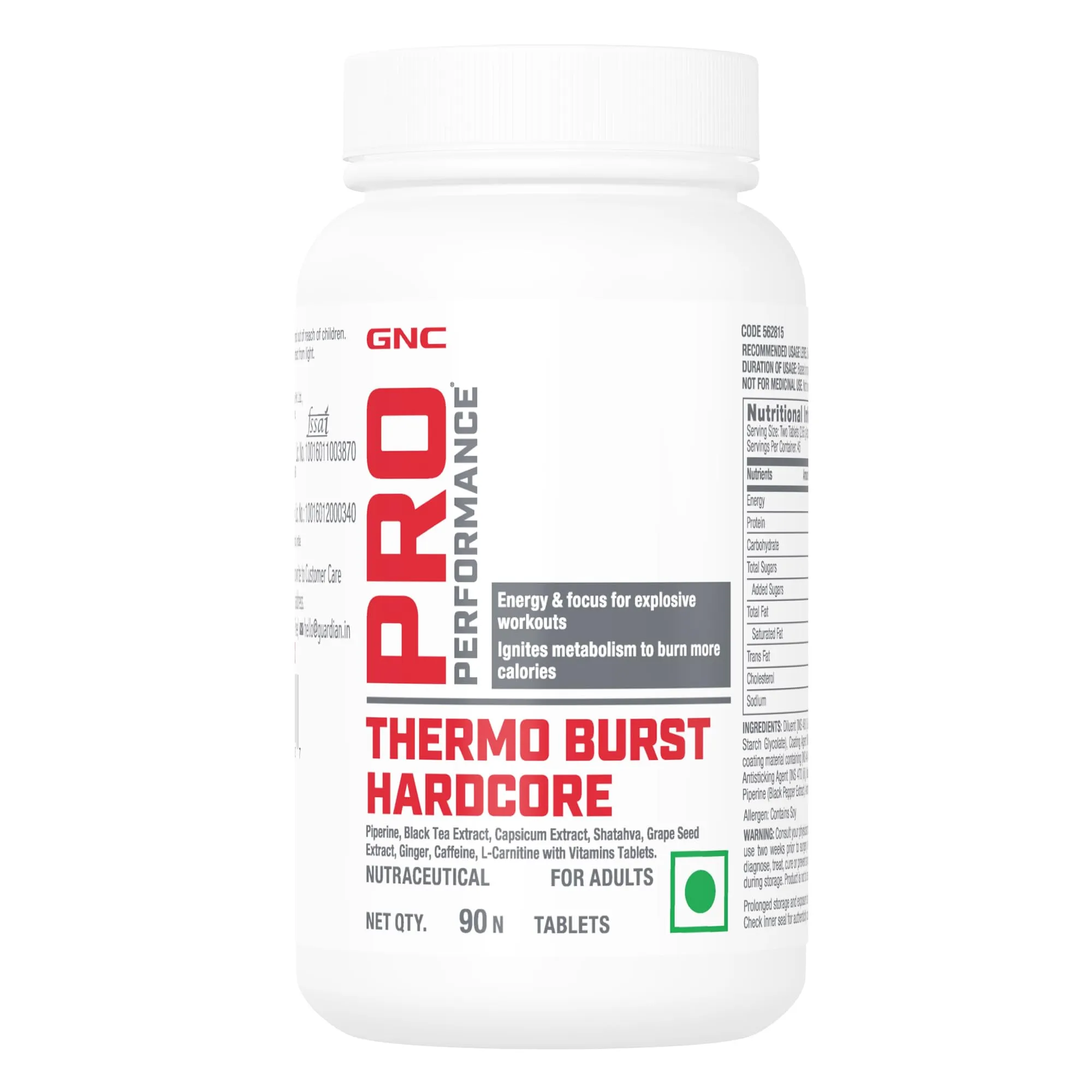 GNC Pro Performance Thermo Burst Hardcore Fat Burner | 90 Tablets | Burns More Calories | Boosts Energy & Focus | Increases Metabolism | Healthy Weight Control | Formulated in USA