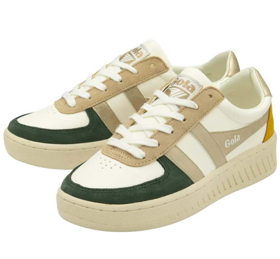 Gola Womens Sneaker Grandslam Quadrant Off White/Evergreen/Gold/Sun