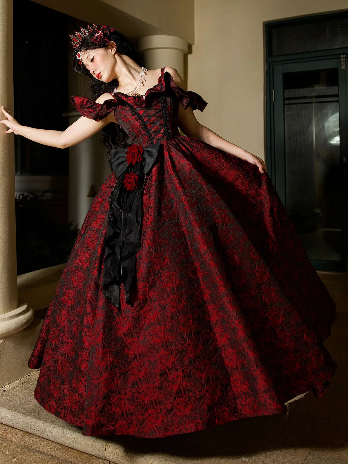 Gorgeous Black and Red Straps Off Shoulder Party Dress, Sweet 16 Formal Dress