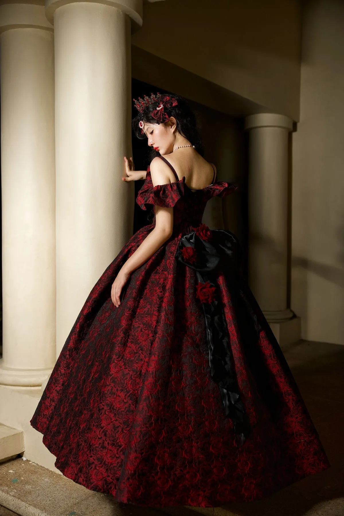 Gorgeous Black and Red Straps Off Shoulder Party Dress, Sweet 16 Formal Dress