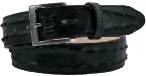 Green Western Belt Crocodile Tail Print Leather - Silver Buckle