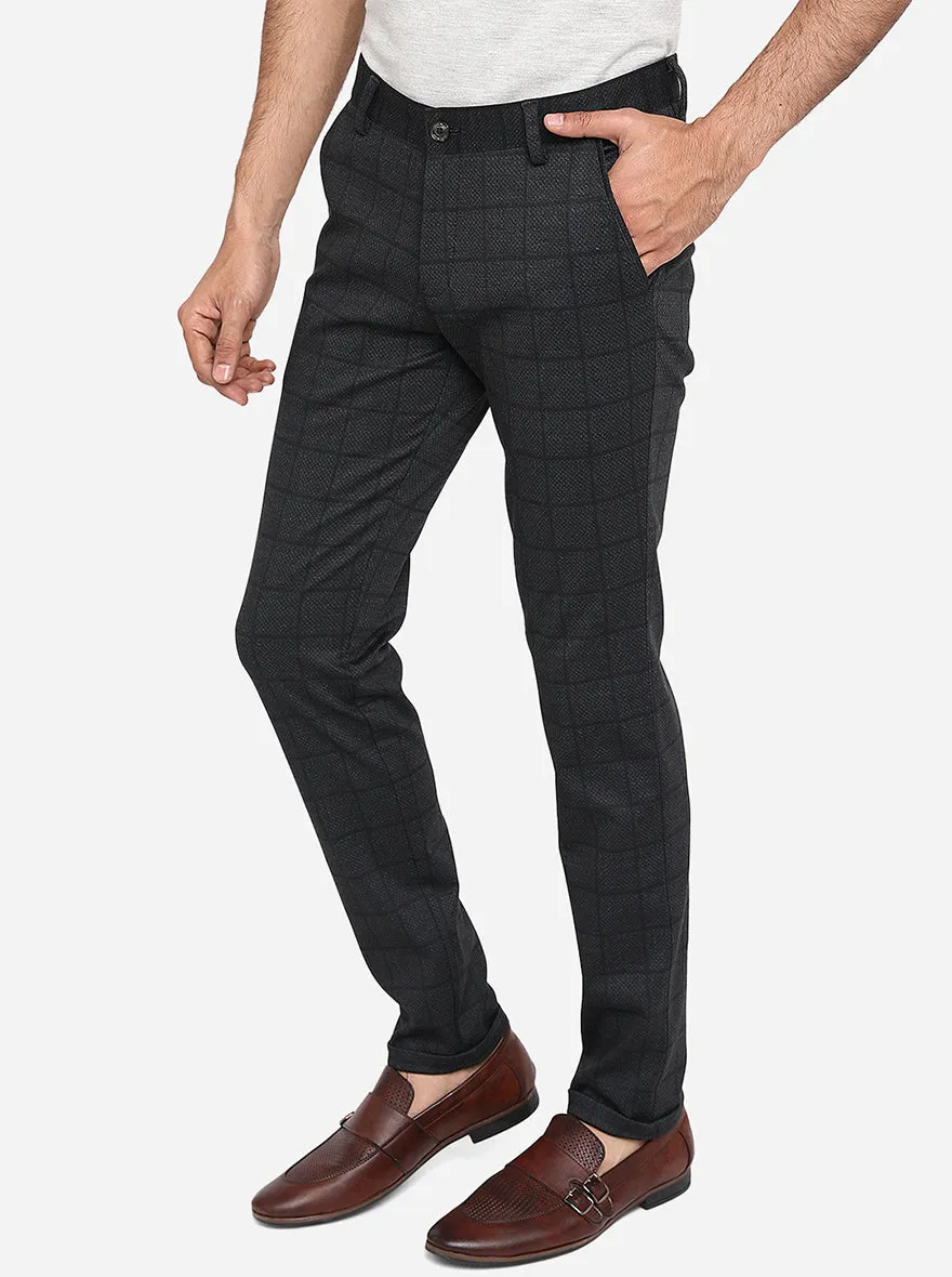 Grey Checked Venice Fit Casual Trouser | JadeBlue