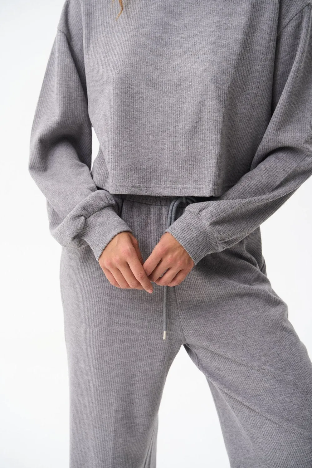 Grey Cropped Sports Sweatshirt