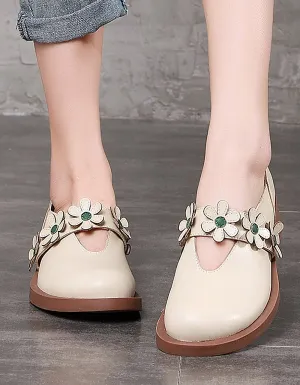 Handmade Retro Flat Round Head Spring Shoes