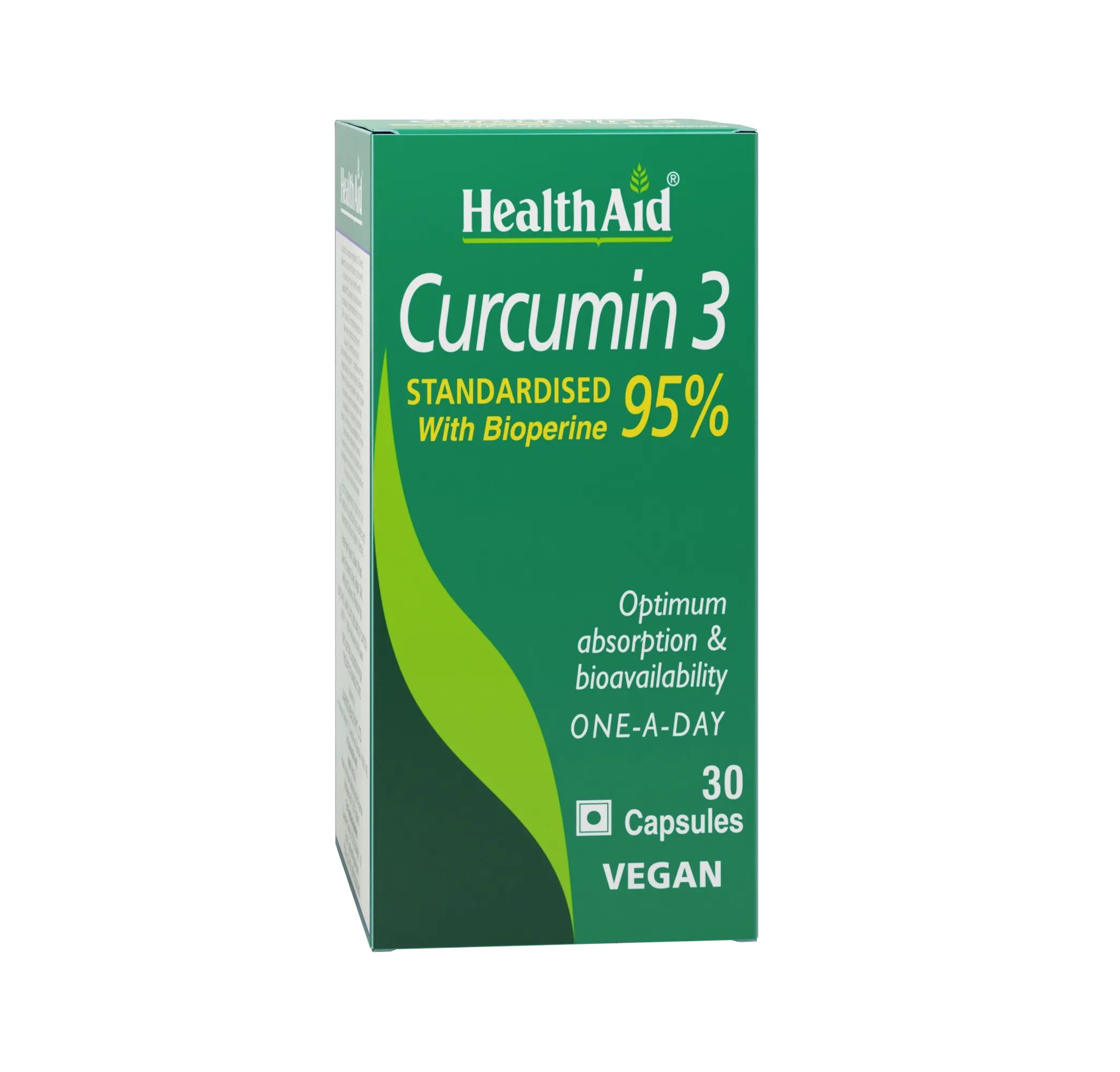 HealthAid I Curcumin 3 I Standardised with Bioperine 95% I 30 Capsules