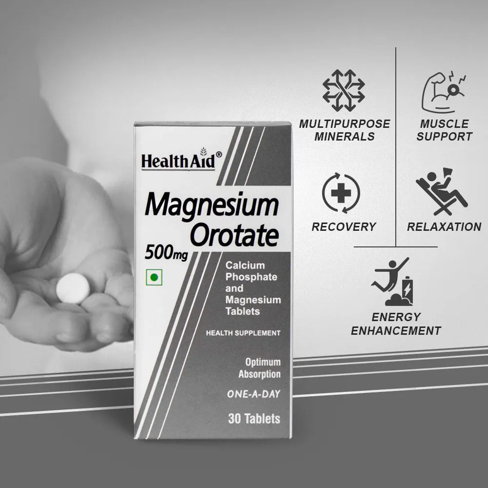 HealthAid I Magnesium I Orotate 500 mg I 30 Tablets