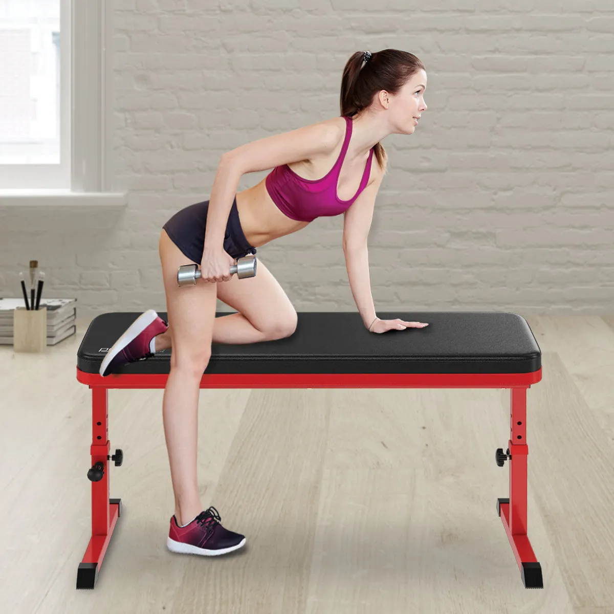 Height-Adjustable Weight Bench, 100kg Capacity, Steel Frame