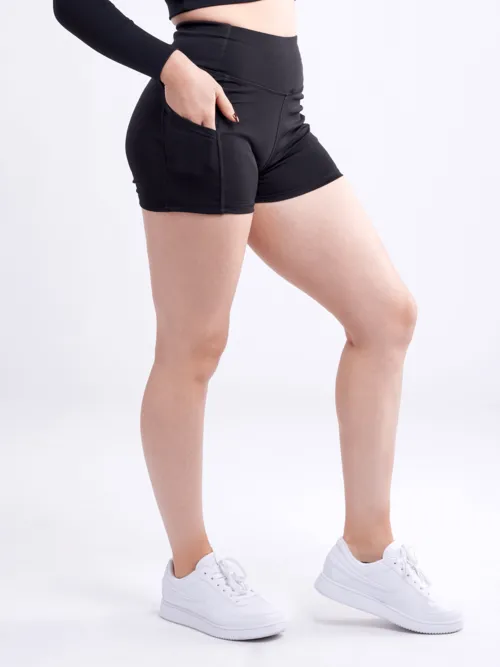 High-Waisted Athletic Shorts with Side Pockets