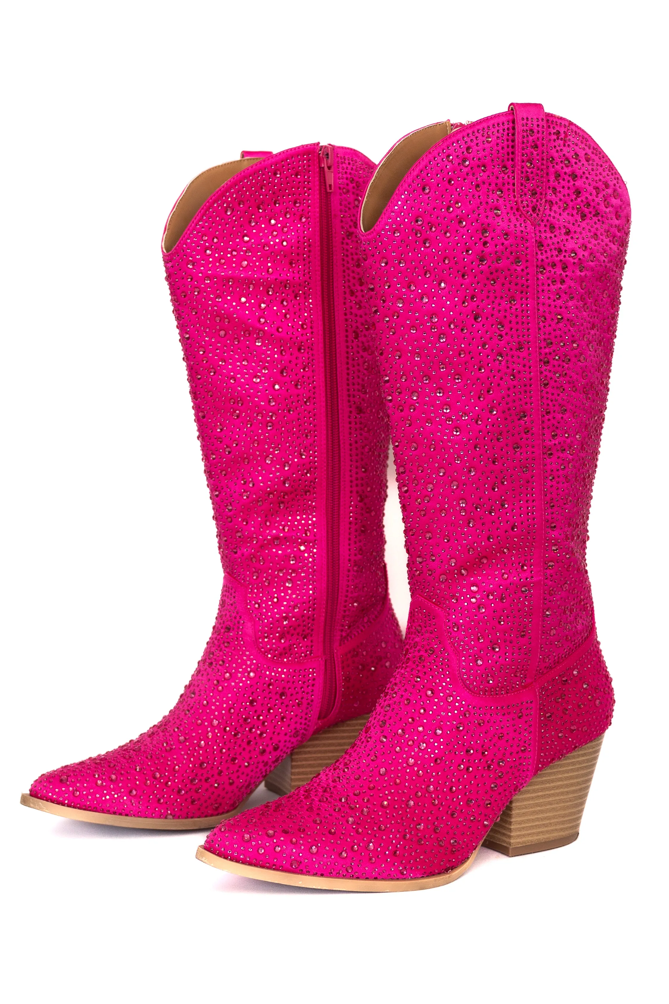 June Fuchsia Rhinestone Boots