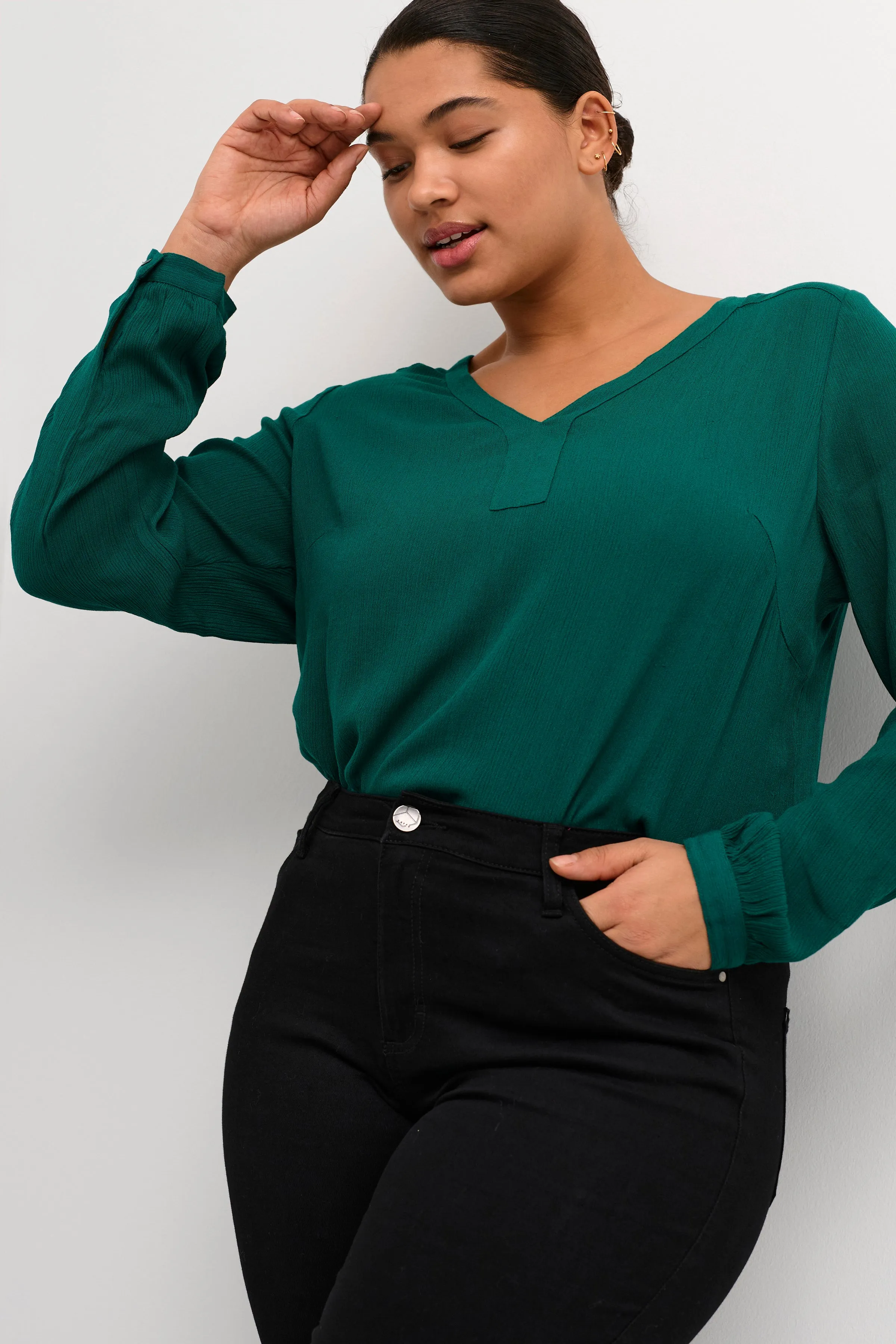 Kaffe Curve Cami Blouse in Teal Green