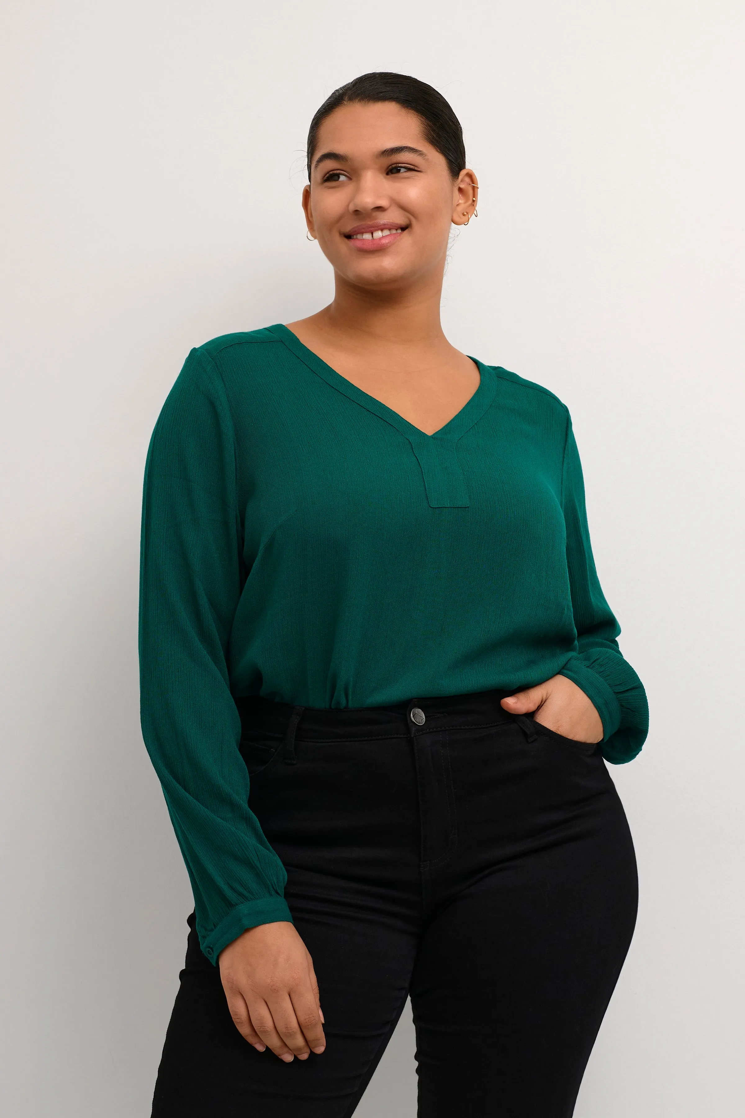 Kaffe Curve Cami Blouse in Teal Green