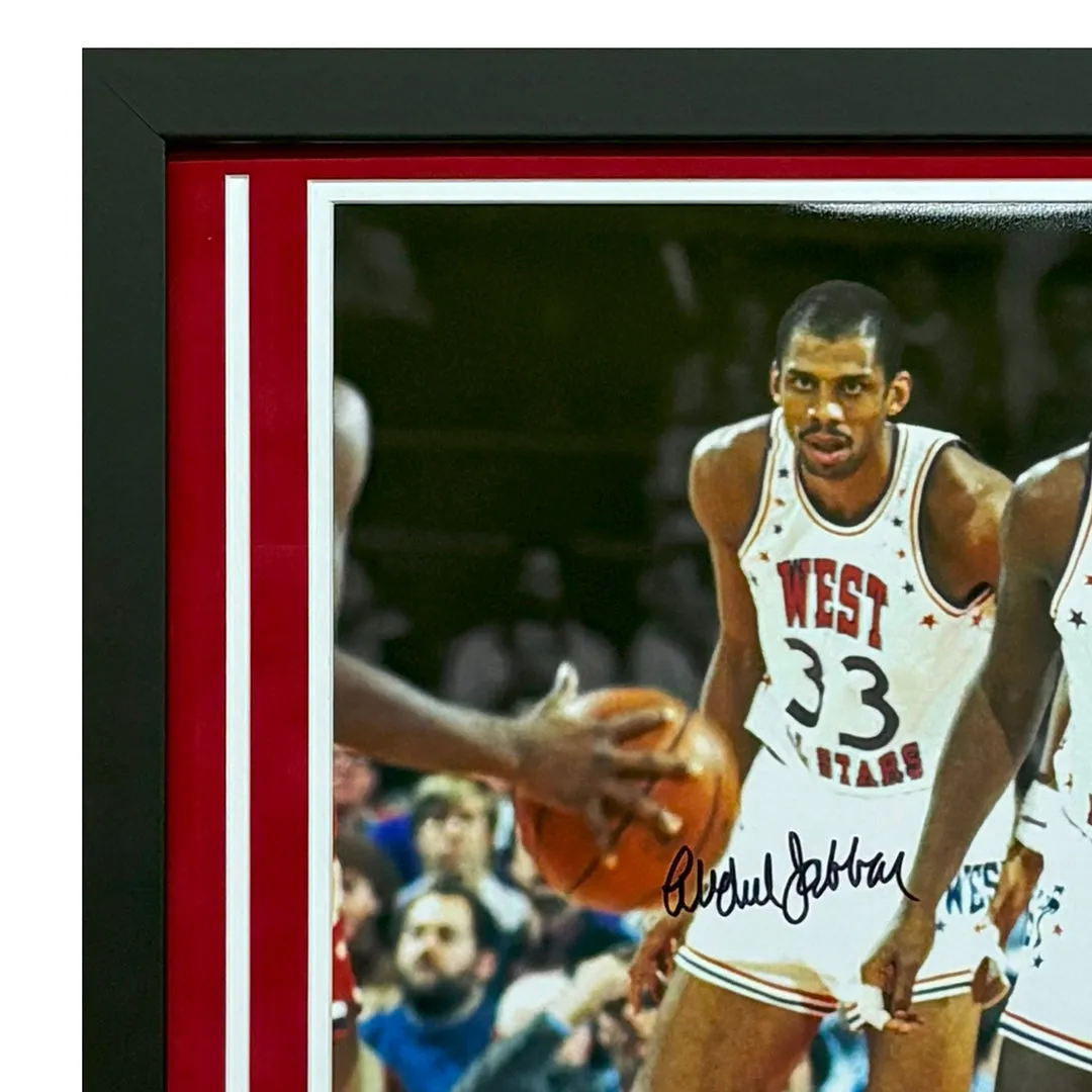 Kareem Abdul-Jabbar and Magic Johnson Hand Signed & Framed All-Star 16x20 Basketball Photo