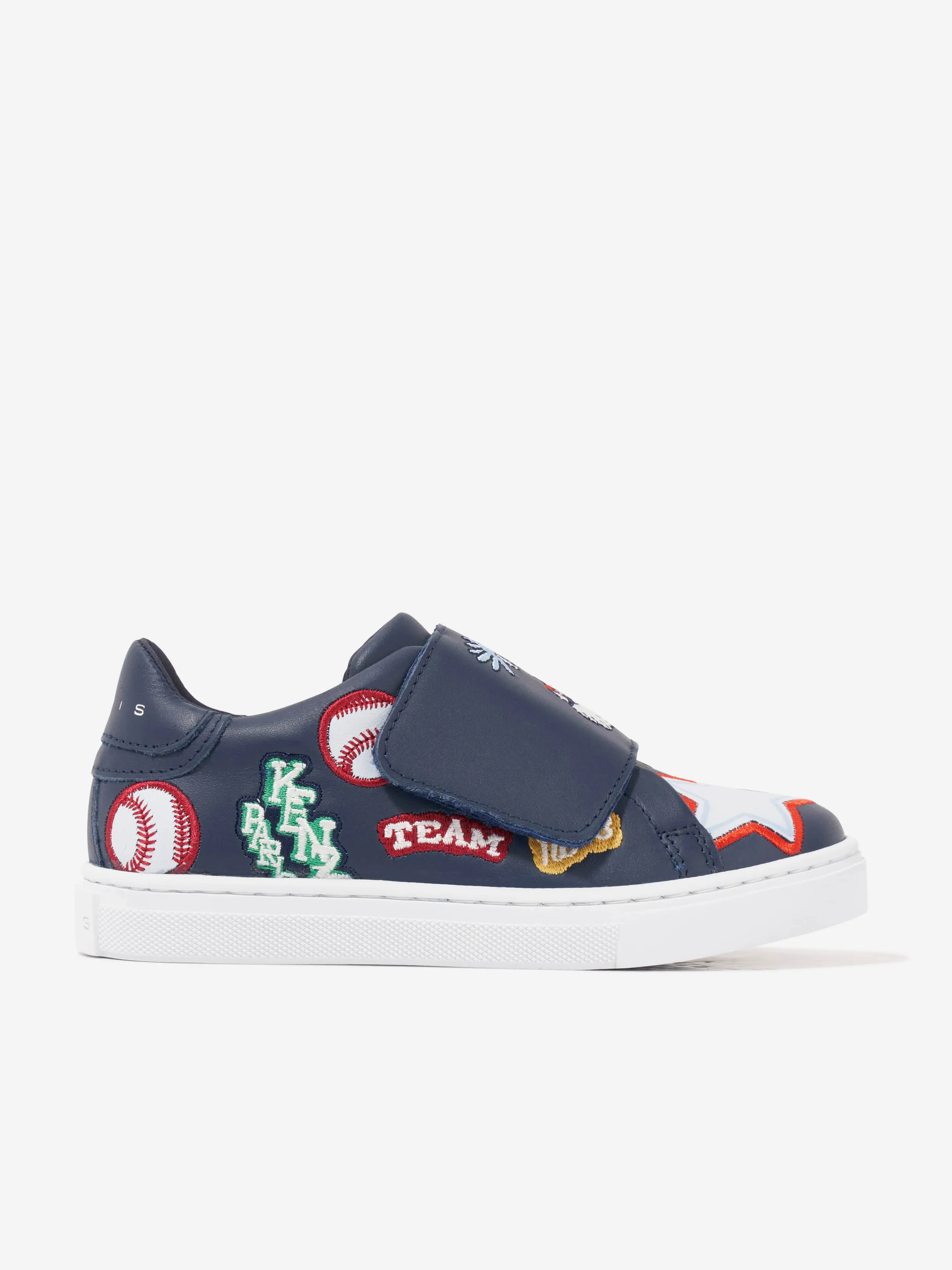 KENZO Kids Leather Embroidered Trainers in Navy