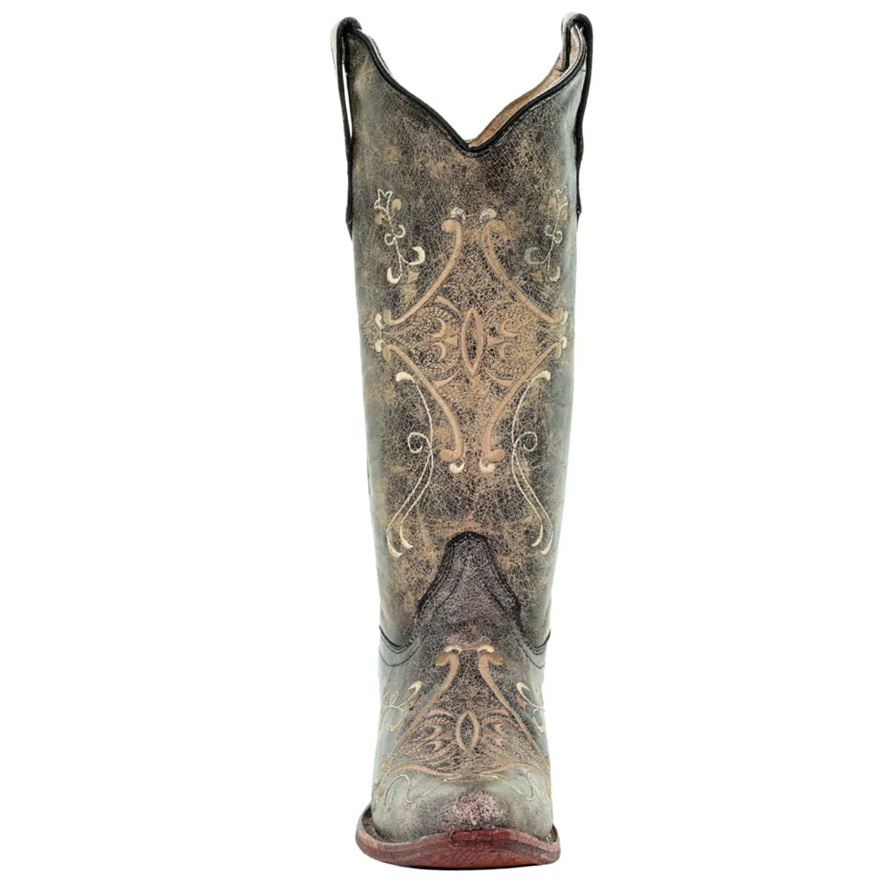 L5048 Embroidery Snip Toe Cowboy Boots