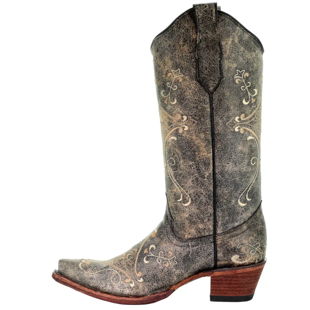 L5048 Embroidery Snip Toe Cowboy Boots