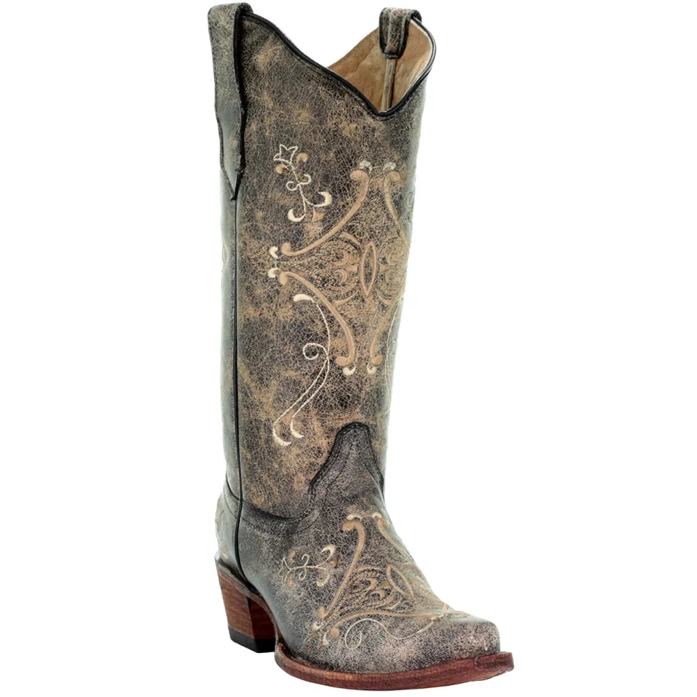 L5048 Embroidery Snip Toe Cowboy Boots