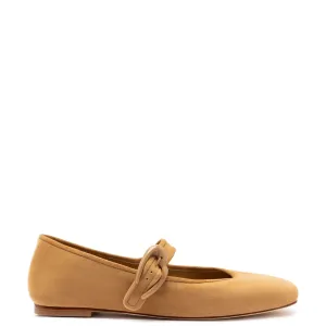 Larroude Verona Ballet Flat In Peanut Suede