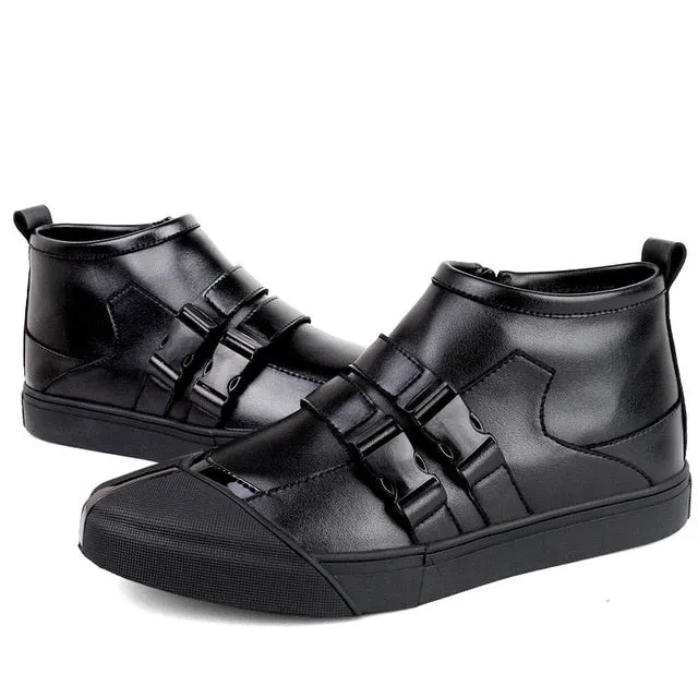 Leather Casual Gothic Buckle Strap Shoes