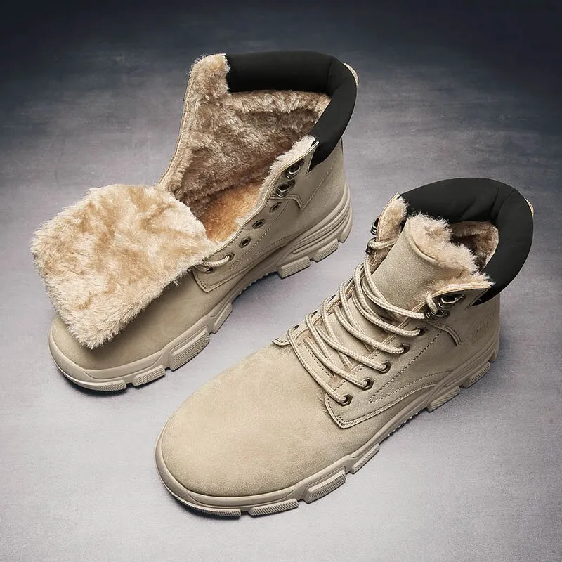 Leather Men Boots Winter With Fur Super Warm Snow Boots Men Winter Casual