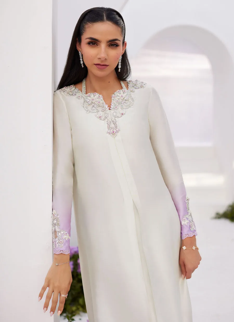 Lique Silver Ombre Embellished Kaftaan Cut Shirt